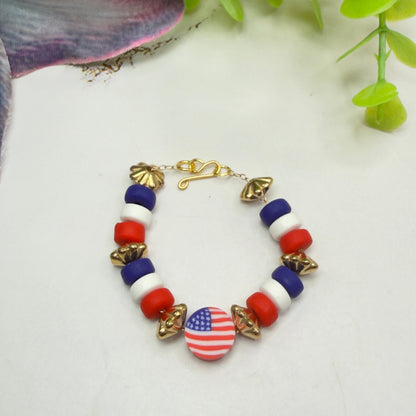 Red White Blue Americana Beaded Doll Necklace for 14 Inch Fashion Dolls