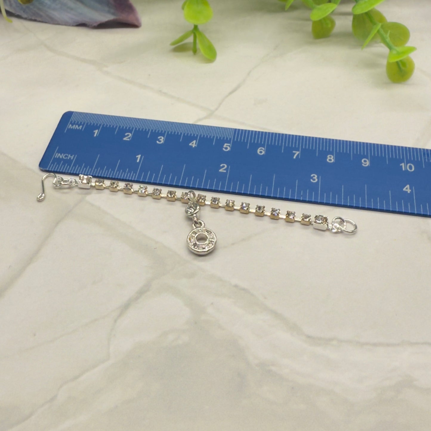 Round Drop Pendant Clear Rhinestone Chain Doll Necklace • 16” Doll Jewelry