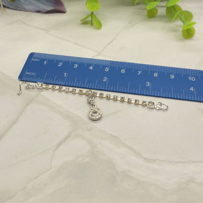 Round Drop Pendant Clear Rhinestone Chain Doll Necklace • 16” Doll Jewelry