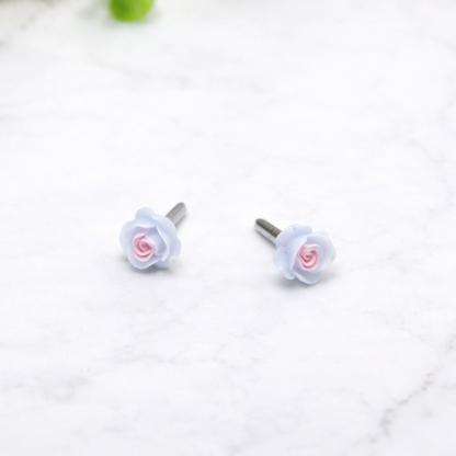 Blue PurplePink Rose Flower Post Doll Earrings • 2mm Post • for 18 Inch Fashion Doll