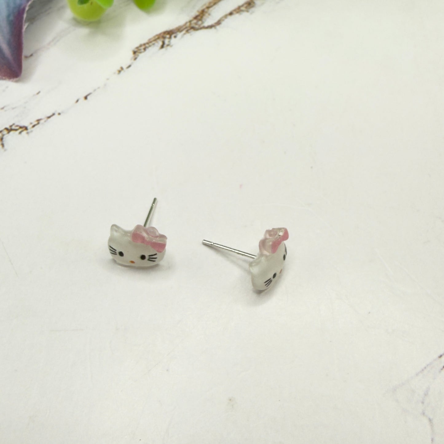 Hello Cat Kitty Pink Bow Post Doll Earrings • 18 Inch Fashion Doll Jewelry