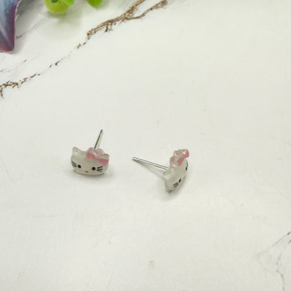 Hello Cat Kitty Pink Bow Post Doll Earrings • 18 Inch Fashion Doll Jewelry