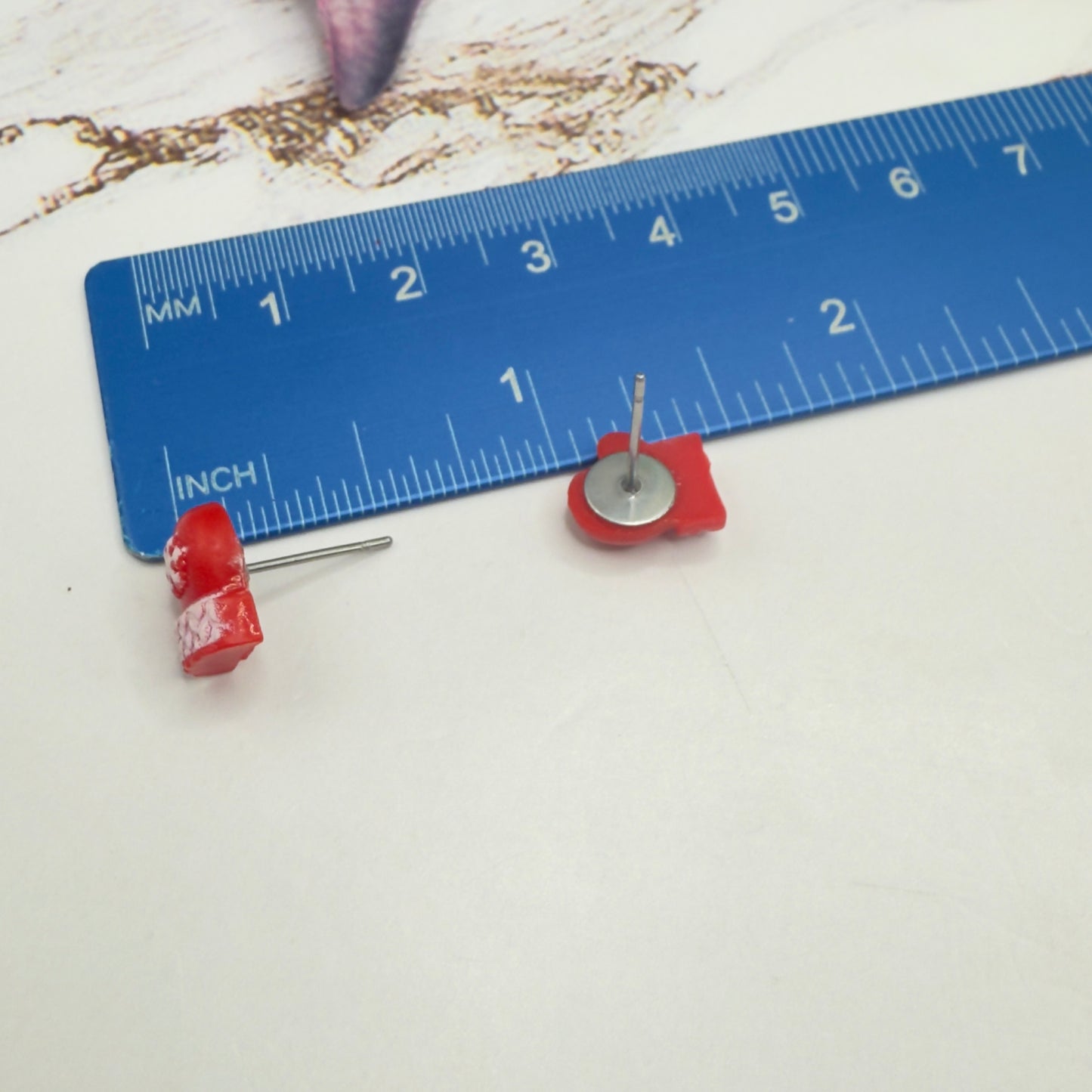 Red Christmas Winter Mitten Post Doll Earrings • 18 Inch Fashion Doll Jewelry