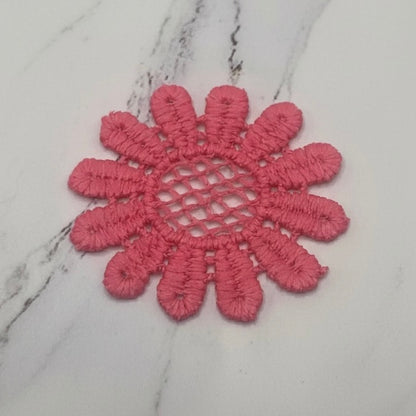 Set Of Four Pink Crochet Fabric Doilies Doily Tablecloth • Dollhouse Decor Miniature