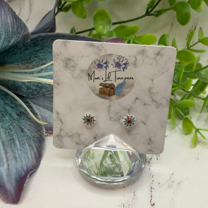 Spider Web Halloween Post Doll Earrings • 2mm Post • fits 18” American Girl Doll