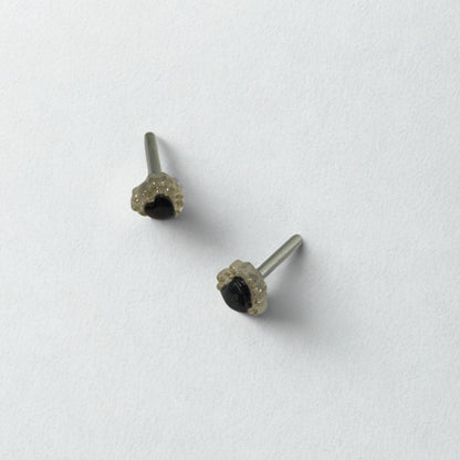 Sparkly Ruffled Black Center Heart Post Doll Earrings • 2mm Post for 18 Inch Fashion Doll