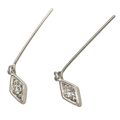 Silver Diamond Shaped Rhinestone Dangle Doll Earrings • 16” Fashion Doll Jewelry