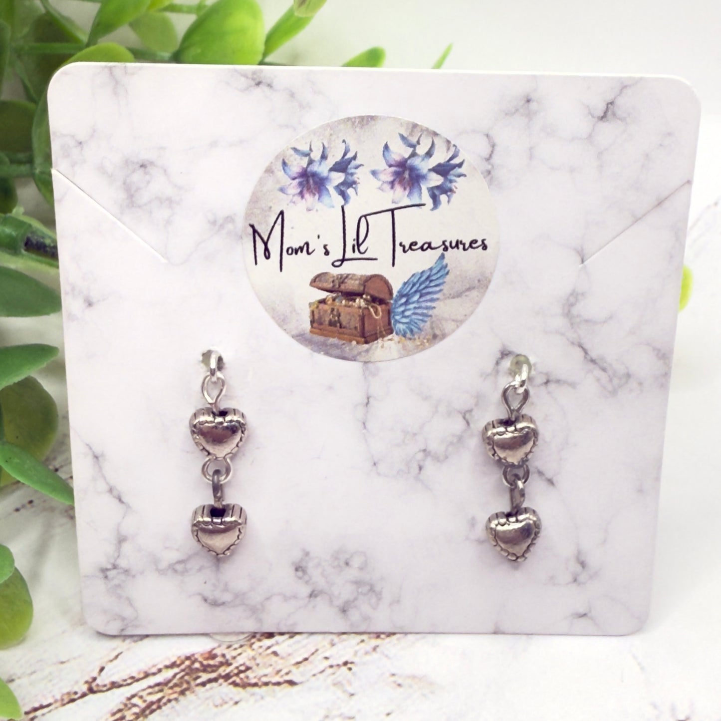 Double Silver Heart Dangle Doll Earrings • 18 Inch Fashion Doll Jewelry