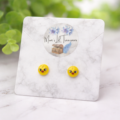 Yellow Chick Face Easter Post Doll Earrings • 2mm Post for 18 Inch Fashion Doll