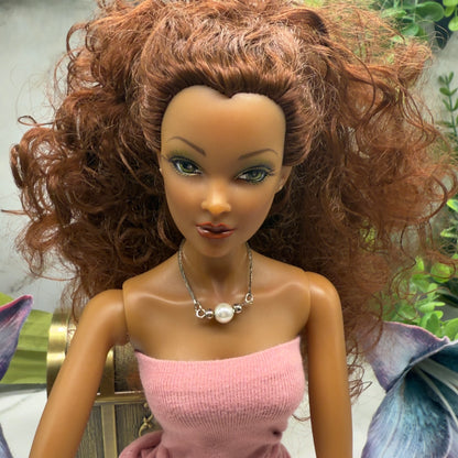 Silver Serpentine Chain Pearl Pendant Doll Necklace • 16” Fashion Doll Jewelry