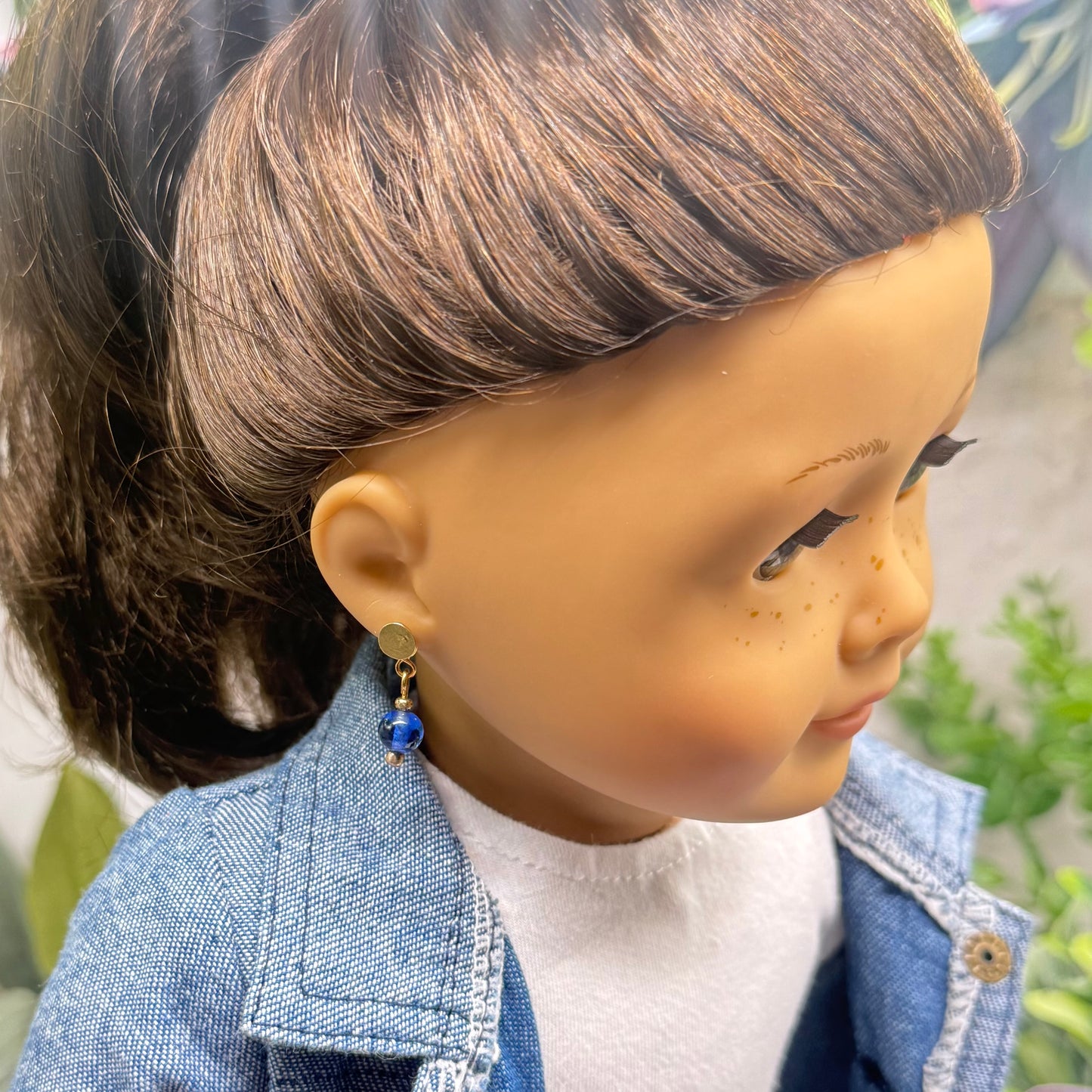 Blue Glass Doll Earring DANGLE ONLY • 18 Inch Fashion Doll Jewelry