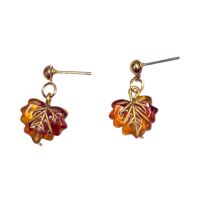 Autumn Fall Leaf Dangle Post Doll Earrings • 18 Inch Fashion Doll Jewelry
