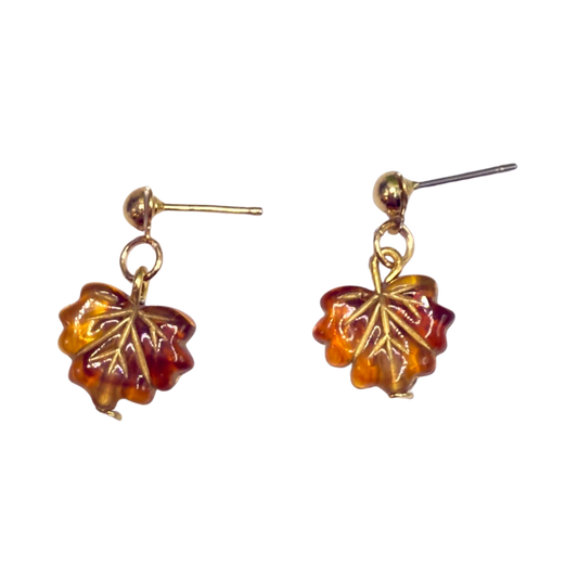 Autumn Fall Leaf Dangle Post Doll Earrings • 18 Inch Fashion Doll Jewelry