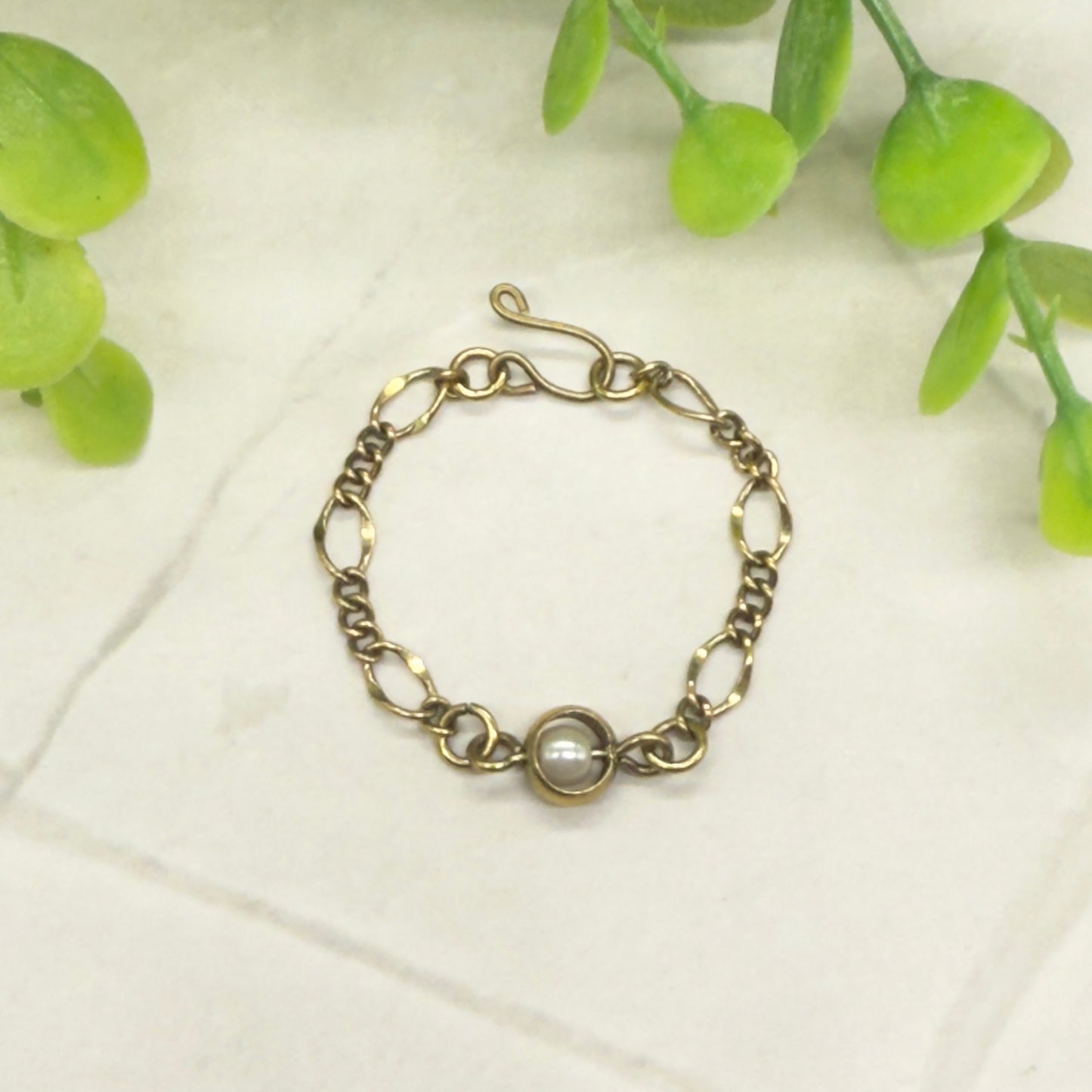 Pearl Accent Gold Large Link Chain Doll Necklace • 16 Inch Fashion Doll Jewelry