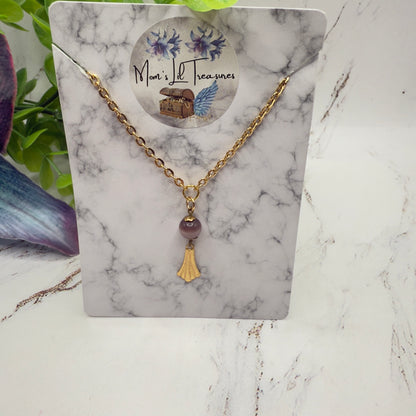 Mauve Purple Gold Fan Filigree Pendant Doll Necklace • 18 Inch Fashion Doll Jewelry