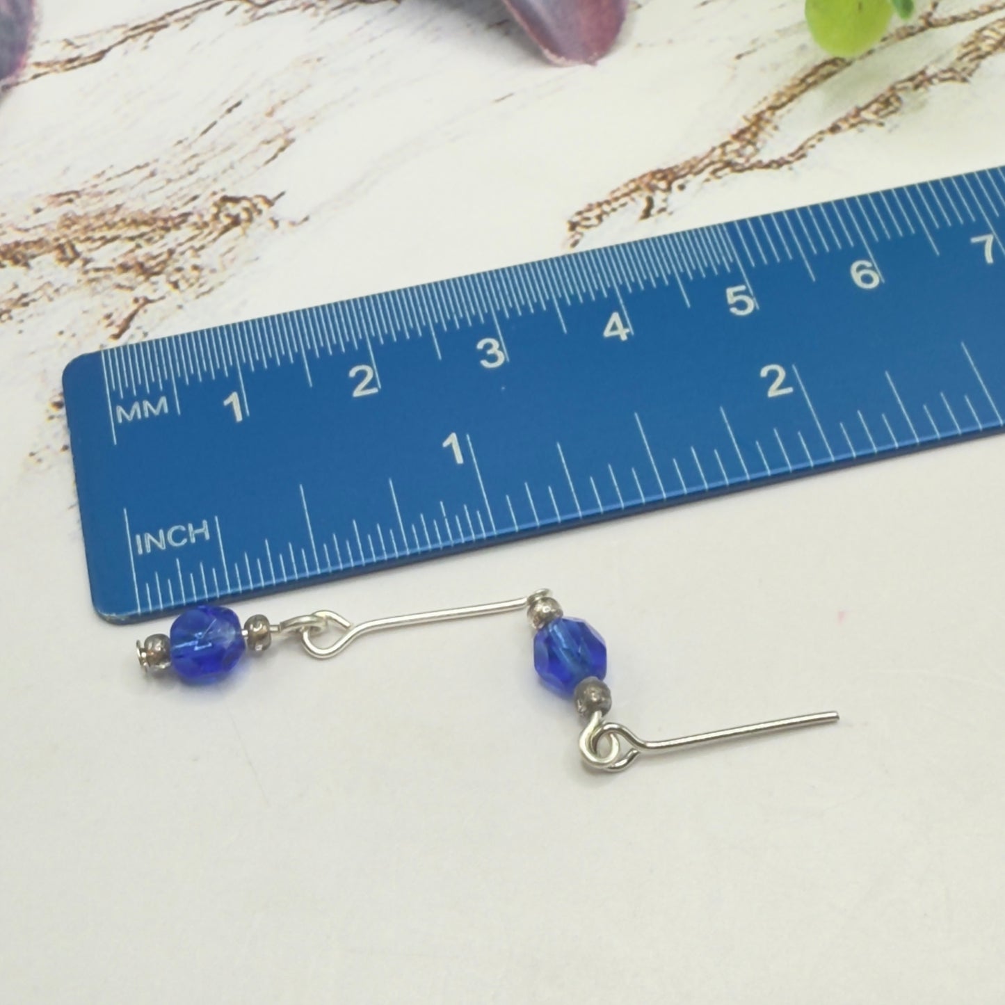 Blue Glass Crystal Dangle Earrings • 14 Fashion Doll Jewelry