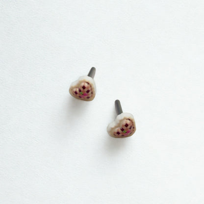 Pink Beige Lattice Design Heart Post Doll Earrings • 2mm Post for 18 Inch Fashion Doll