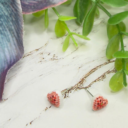 Coral Pink Lattice Design Heart Post Doll Earrings • 18 Inch Fashion Doll Jewelry