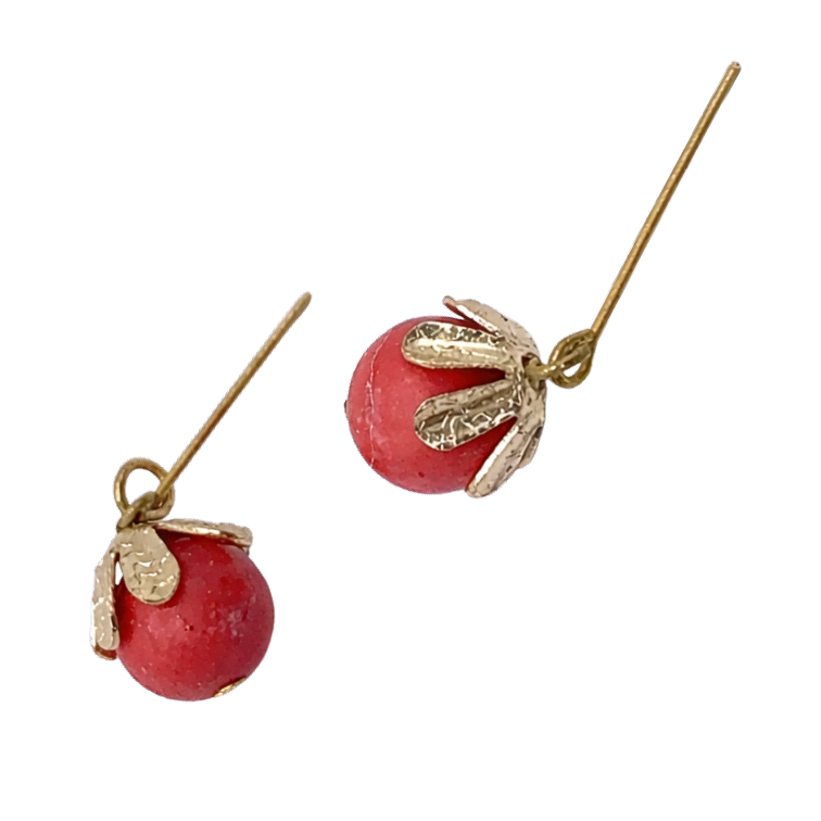 Red Drop Flower Petal Design Dangle Doll Earrings for 18 Inch Fashion Doll Jewelry