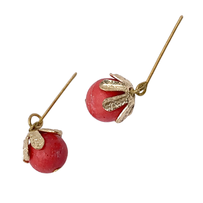 Red Drop Flower Petal Design Dangle Doll Earrings for 18 Inch Fashion Doll Jewelry