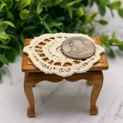 Set of 2 Off White Cream Crochet Fabric Doilies Doily • Dollhouse Miniatures