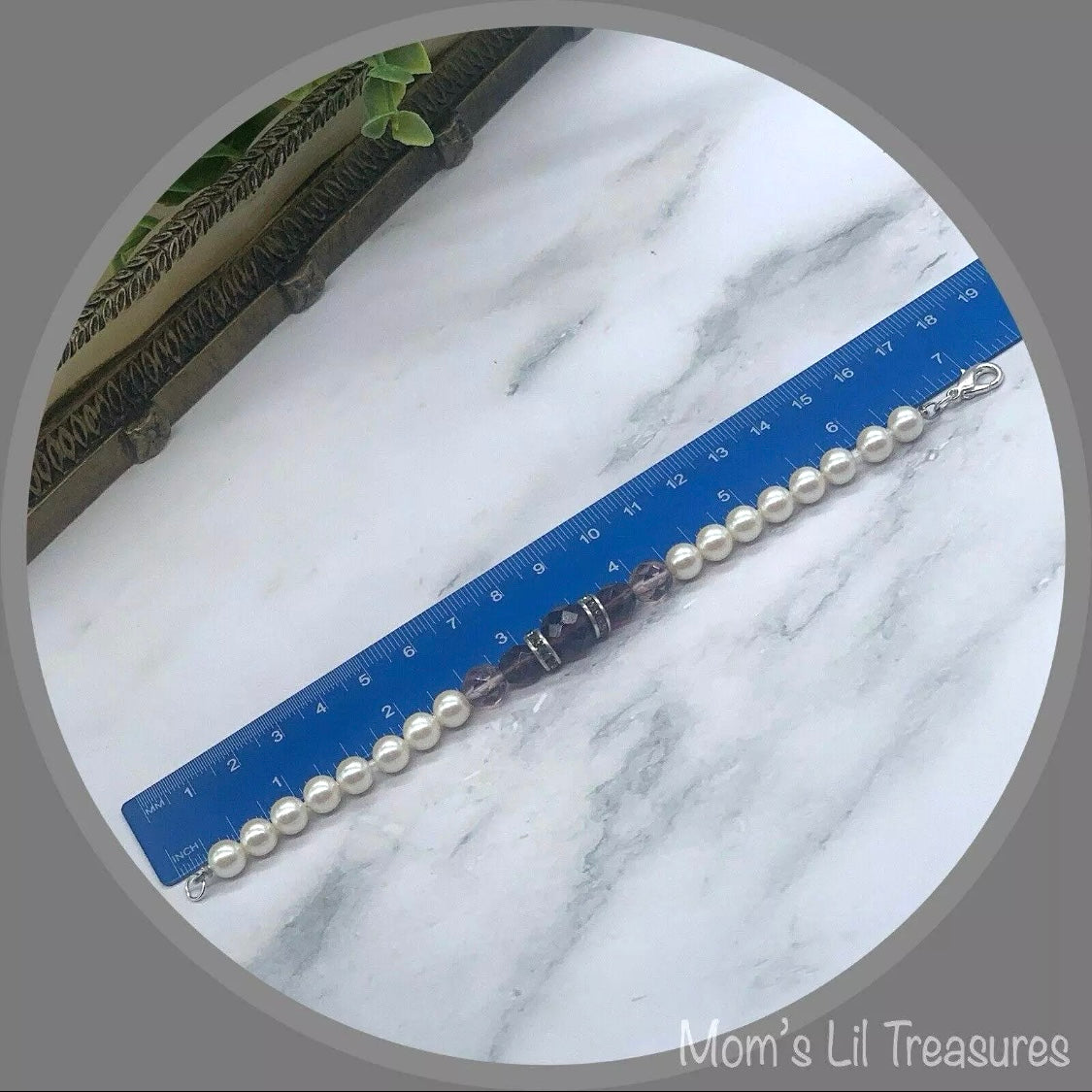 Pearl & Purple Crystal Rhinestone Doll Necklace • 18 Inch Fashion Doll Jewelry