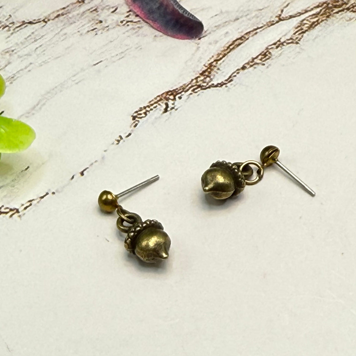 Acorn Autumn Brass Bronze Tone Dangle Post Doll Earrings | for 18 Inch Fashion Dolls