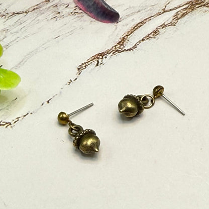 Acorn Autumn Brass Bronze Tone Dangle Post Doll Earrings | for 18 Inch Fashion Dolls