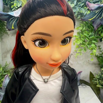 Silver Pewter Tone Cat Slide Charm Doll Necklace • 18 Inch Fashion Doll Jewelry