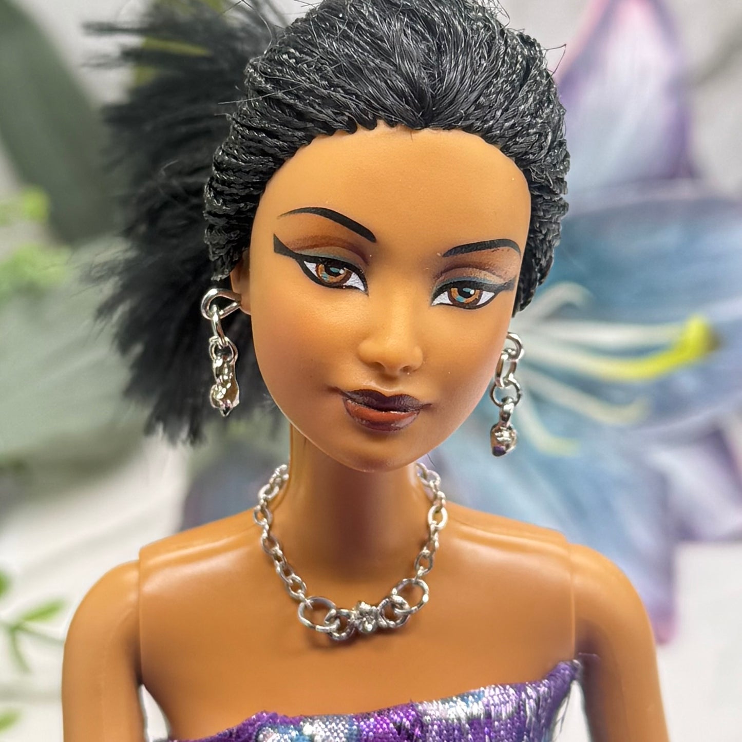 Silver Chain Clear Star Rhinestone Accent Doll Necklace & Earrings • 10-12 Inch Fashion Doll Jewelry 1:6