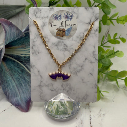Purple Bat Charm Halloween Doll Necklace • 18 Inch Fashion Doll Jewelry