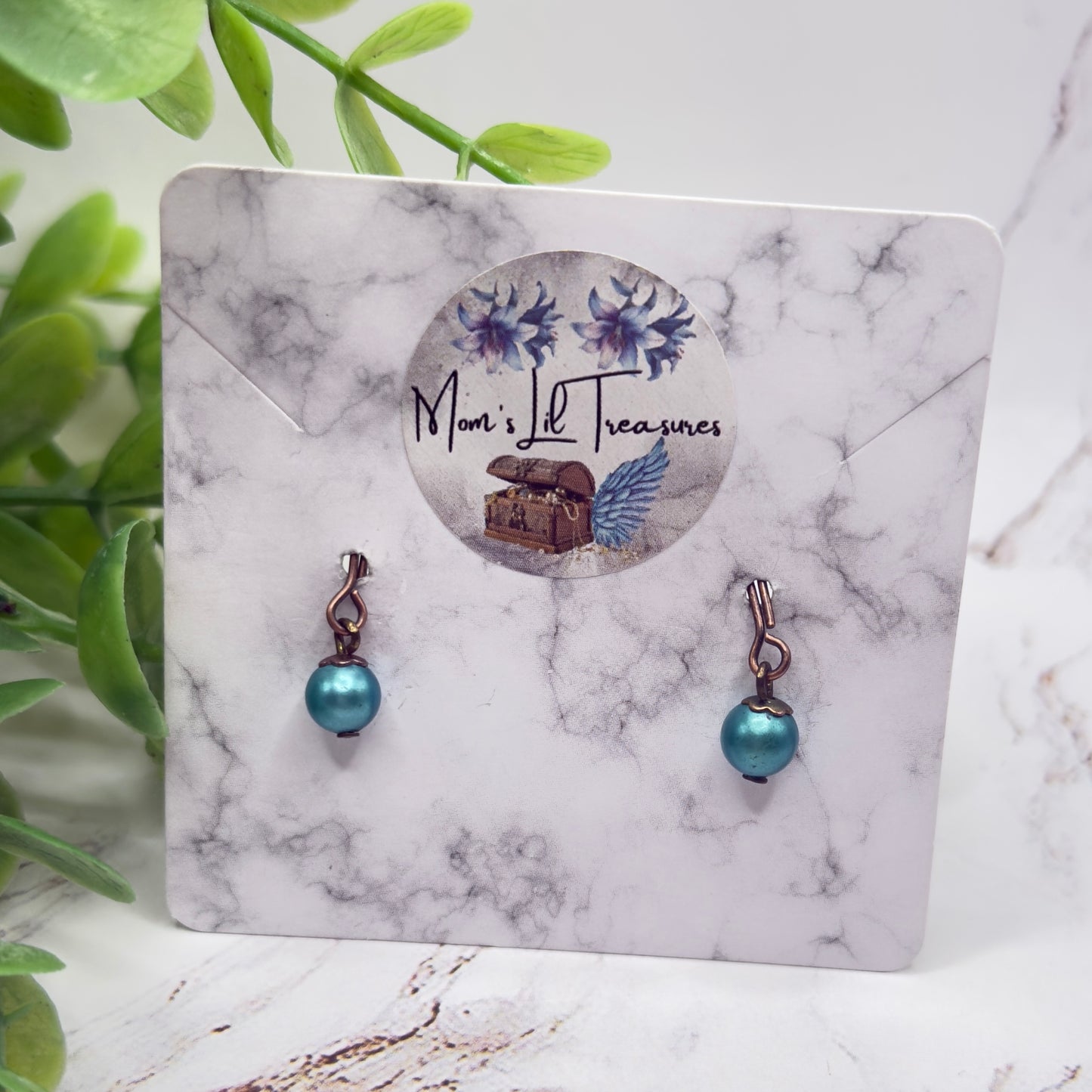 Turquoise Green Pearl Dangle Doll Earrings • 10-12 Inch Fashion Doll Jewelry 1:6