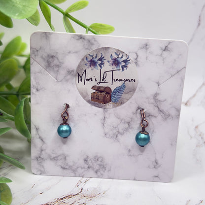 Turquoise Green Pearl Dangle Doll Earrings • 10-12 Inch Fashion Doll Jewelry 1:6