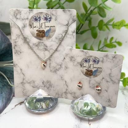 Halloween Mummy Charm Doll Necklace and Earrings Set • 14 Inch Doll Jewelry