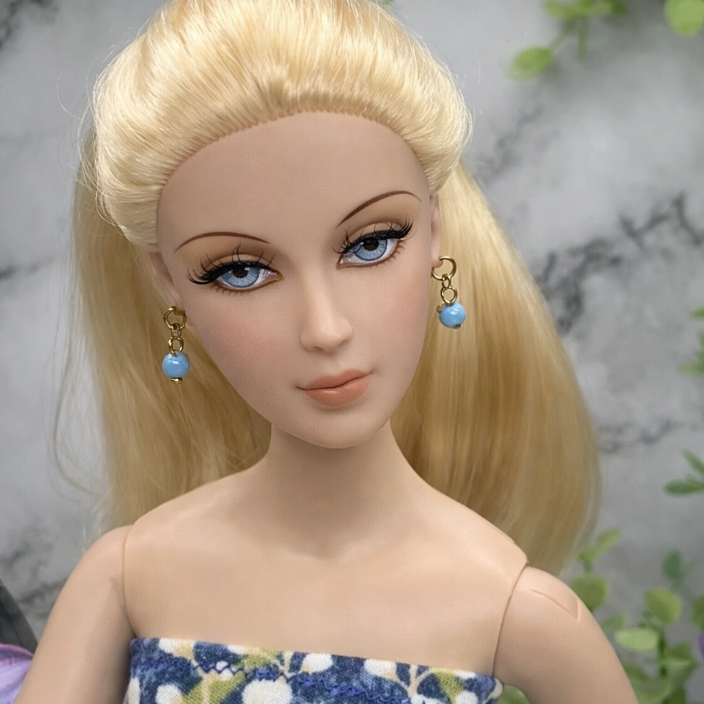 Turquoise Blue Glass Drop Dangle Doll Earrings • 16 Inch Fashion Doll Jewelry