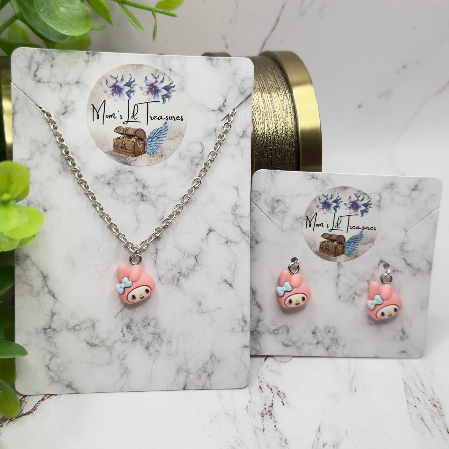 Pink Bunny Melody Sanrio Charm Doll
Necklace & Earrings • 18 Inch Fashion Doll Jewelry