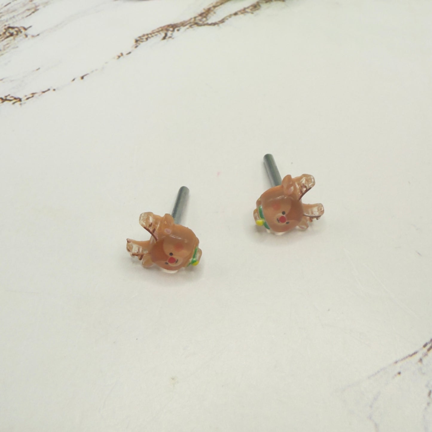 Christmas Reindeer Rudolph Post Doll Earrings • 2mm Post for 18 Inch Fashion Doll