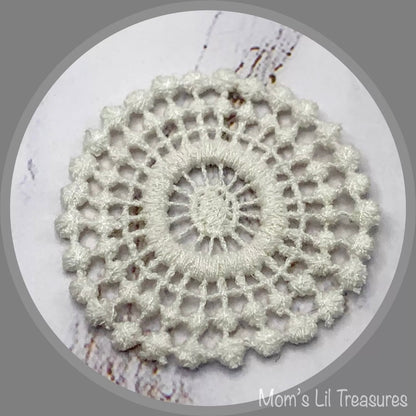 Set of 2 Off White Cream Crochet Fabric Doilies Doily • Dollhouse Miniatures