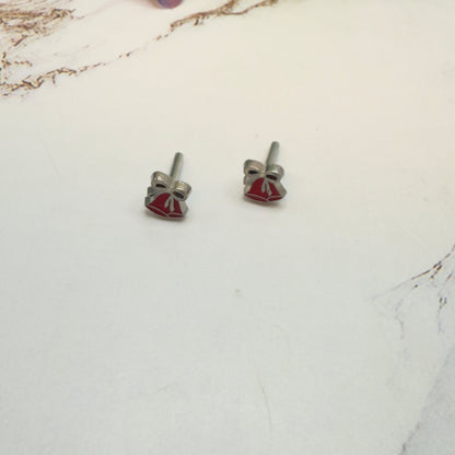 Burgundy Red Silver Christmas Bell Post Doll Earrings • 2mm Post for 18 Inch Fashion Doll