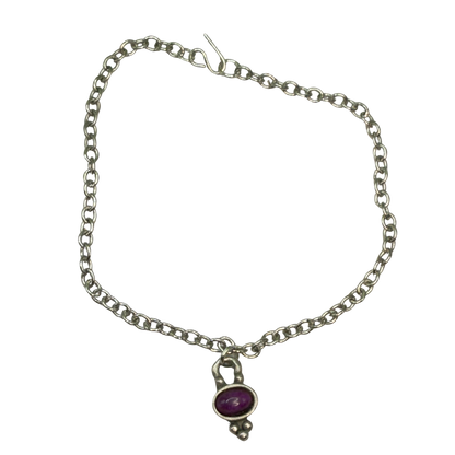 Purple Burgundy Enamel Charm Silver Chain Doll Necklace• 18 Inch Fashion Doll Jewelry