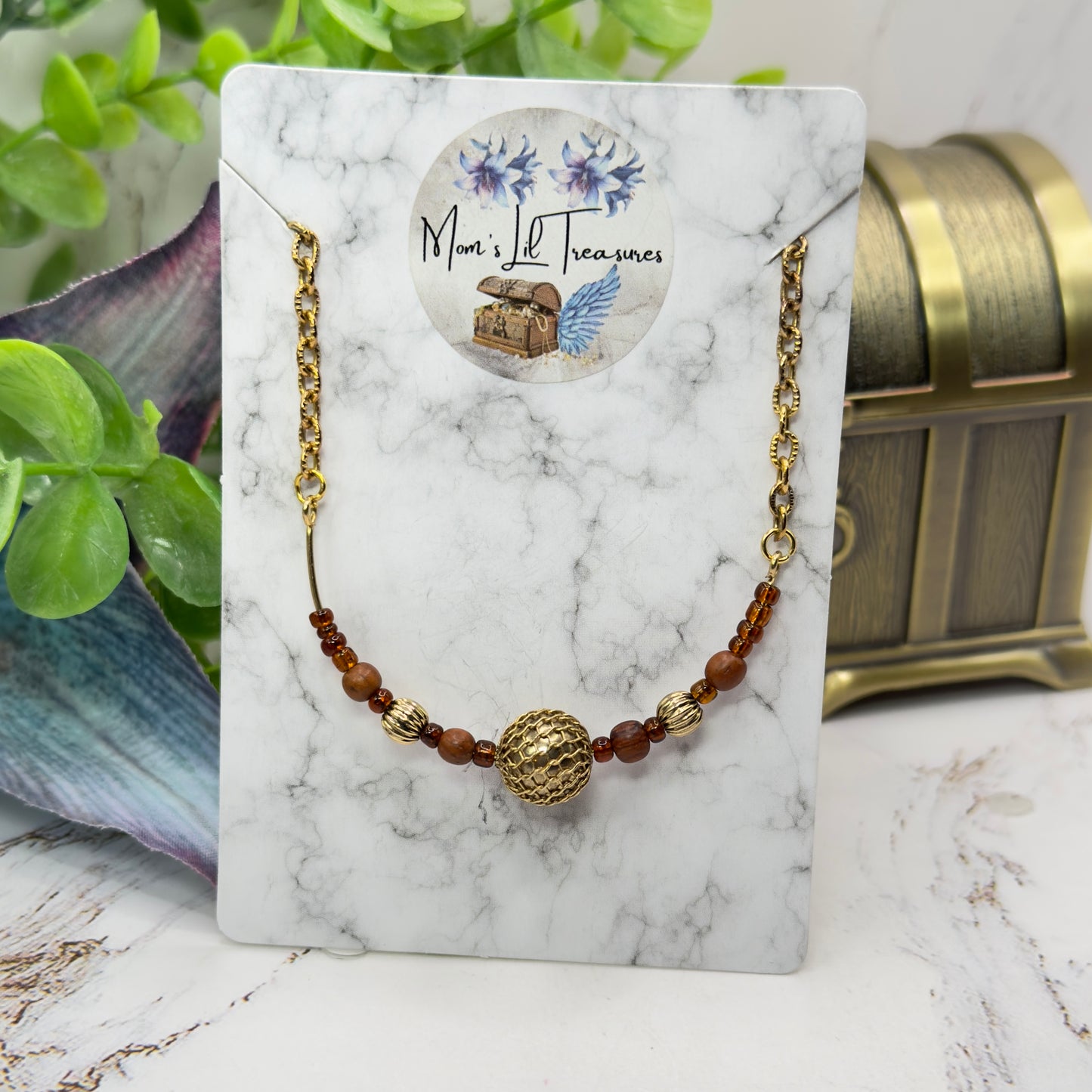 Brown Gold Beaded Flex Wire Collar Style Doll Necklace • 18 Inch Fashion Doll Jewelry