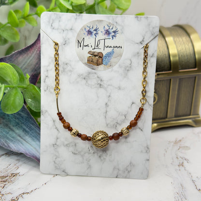 Brown Gold Beaded Flex Wire Collar Style Doll Necklace • 18 Inch Fashion Doll Jewelry