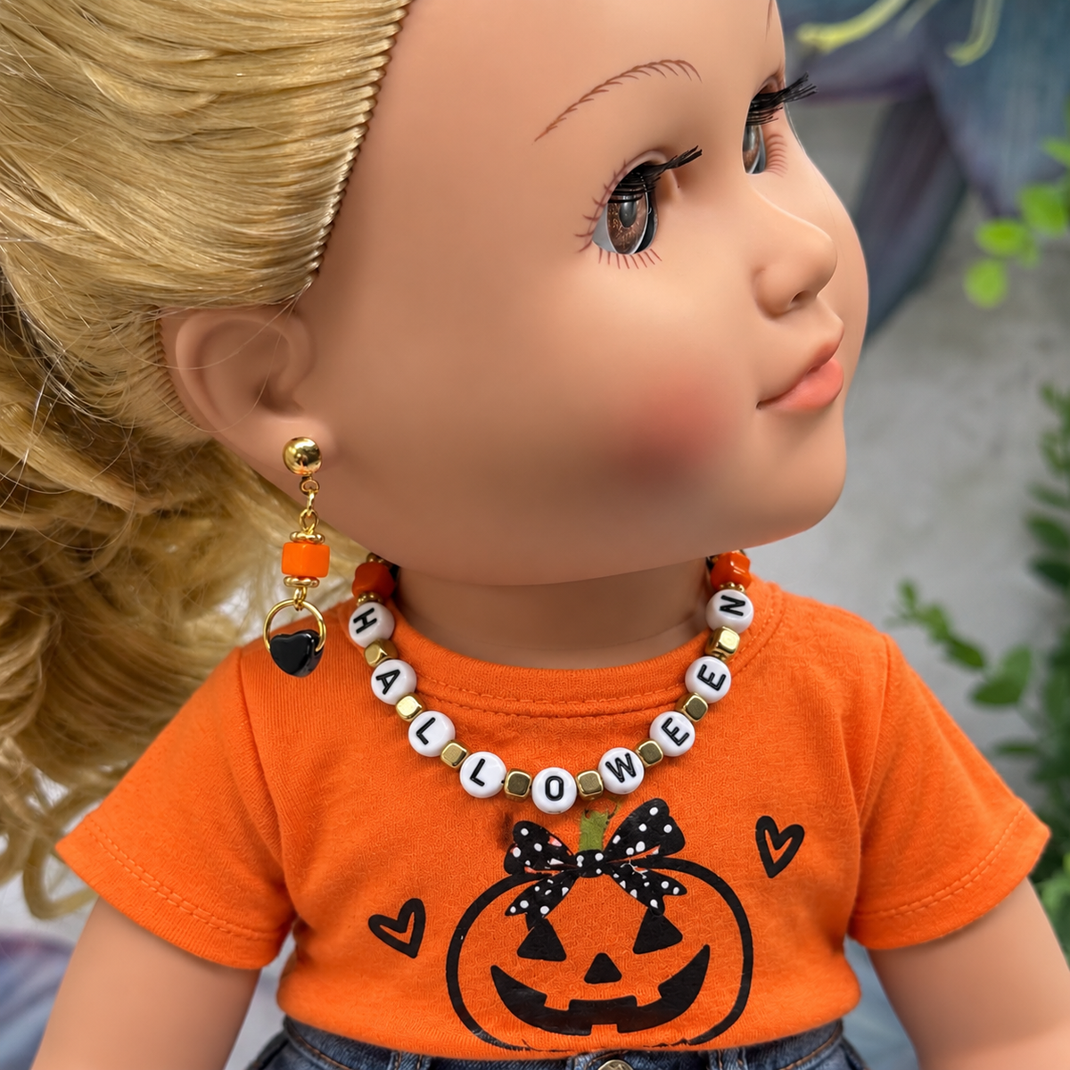 Halloween Beaded Necklace and Earrings Set | for 18 Inch Fashion Doll