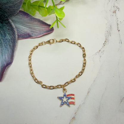 American Flag Star Charm Red White Blue Doll Necklace for 18 Inch Fashion Doll