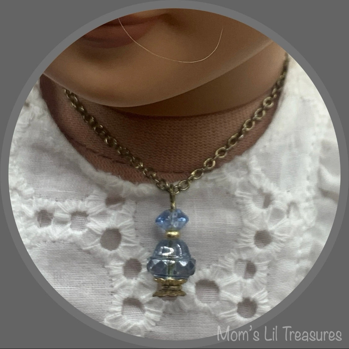 Light Blue Perfume Bottle Charm Doll Necklace • 18 Inch Fashion Doll  Jewelry