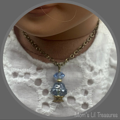 Light Blue Perfume Bottle Charm Doll Necklace • 18 Inch Fashion Doll  Jewelry