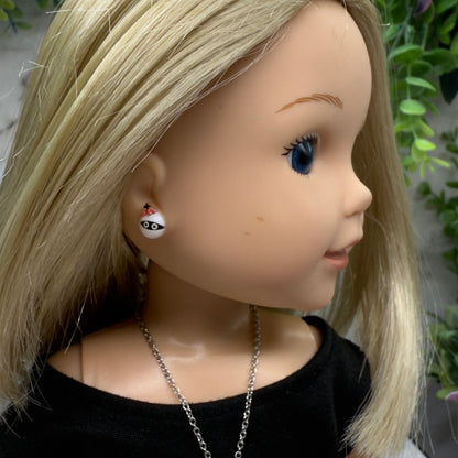 Halloween Mummy Charm Doll Necklace and Earrings Set • 14 Inch Doll Jewelry