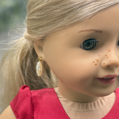 Wavy Elongated Pearl Drop Doll Earrings • 18 Inch Fashion Doll Jewelry