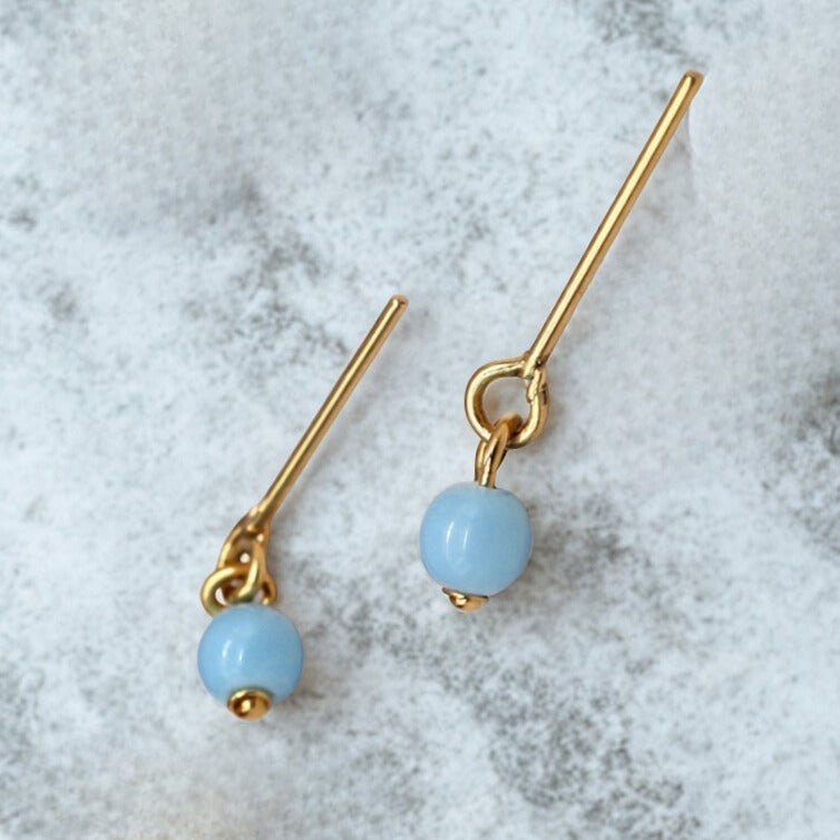 Turquoise Blue Glass Drop Dangle Doll Earrings • 16 Inch Fashion Doll Jewelry