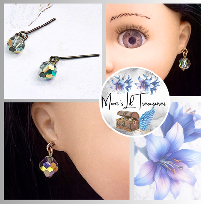 Gray AB Glass Crystal Drop Dangle Doll Earrings · 14 Inch Fashion Doll Jewelry